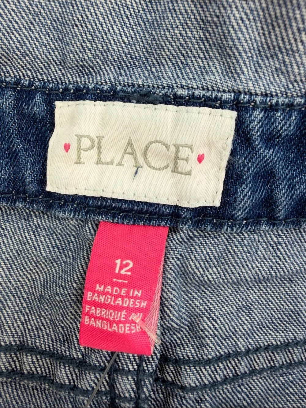 PLACE Girls Denim Short Overalls Size 12 Blue Cotton Bib Shortalls Romper